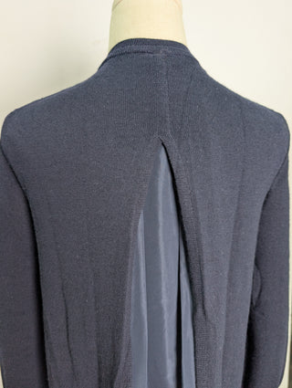 Navy Virgin Wool Snap Up Cardigan