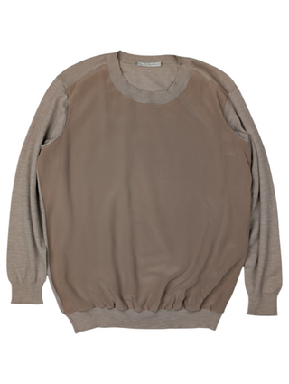 Beige Cashmere Top With Silk Front