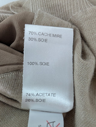 Beige Cashmere Top With Silk Front