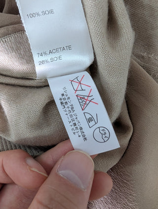 Beige Cashmere Top With Silk Front