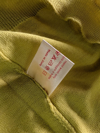 Mustard Yellow Wool Round Neck Jumper With Ribbed Waist