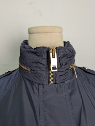 Navy Blue Wind Jacket With Foldable Hood