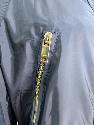 Navy Blue Wind Jacket With Foldable Hood