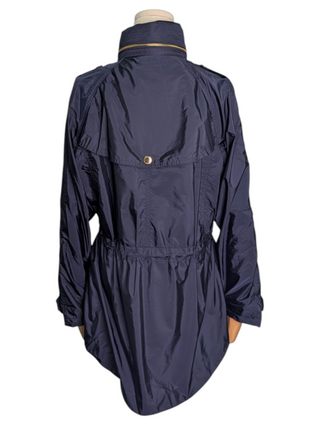 Navy Blue Wind Jacket With Foldable Hood