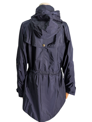 Navy Blue Wind Jacket With Foldable Hood