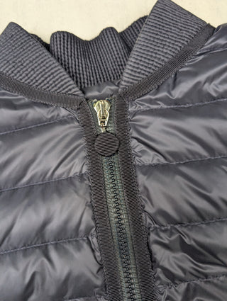 Navy Puffed Vest With Dual Zipper