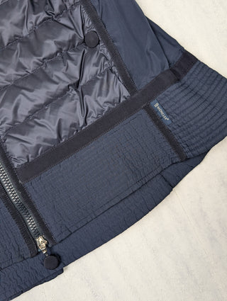 Navy Puffed Vest With Dual Zipper