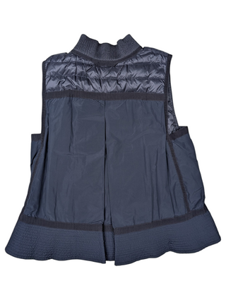 Navy Puffed Vest With Dual Zipper