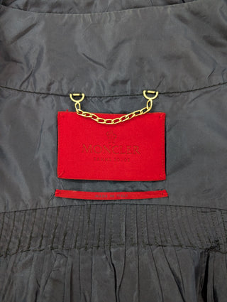 Navy Double Zip Silk Jacket With Moncler Rooster Logo Zipper Charm