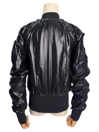 Black Wind Jacket With Pleated Shoulder Trims
