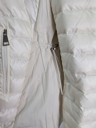 Cream Down Jacket With Logo Zipper Pull Tab