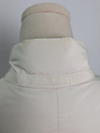 Cream Down Jacket With Logo Zipper Pull Tab