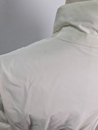 Cream Down Jacket With Logo Zipper Pull Tab