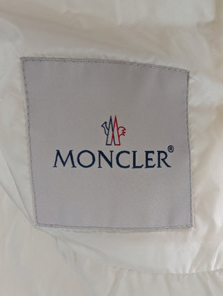 Cream Down Jacket With Logo Zipper Pull Tab