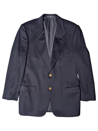 Navy 2-BUTTON Cashmere Blazer With Logo Embossed Gold Buttons