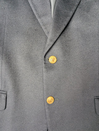 Navy 2-BUTTON Cashmere Blazer With Logo Embossed Gold Buttons