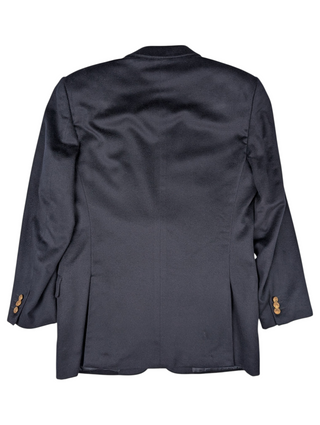 Navy 2-BUTTON Cashmere Blazer With Logo Embossed Gold Buttons