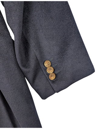 Navy 2-BUTTON Cashmere Blazer With Logo Embossed Gold Buttons
