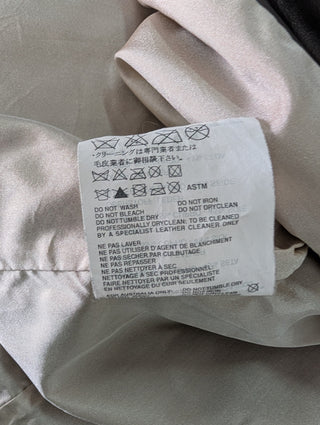 Taupe Leather Zip-Up Jacket With Beige Ribbed Sleeves And Bottom Ends