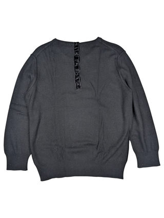 Black Wool Round Neck Wool Pullover