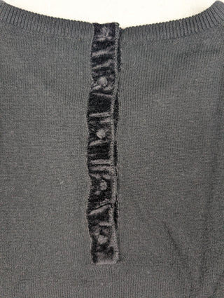 Black Wool Round Neck Wool Pullover