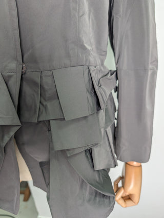 Dark Khaki All Season Jacket With Ruffles Bottom