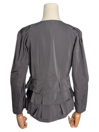Dark Khaki All Season Jacket With Ruffles Bottom