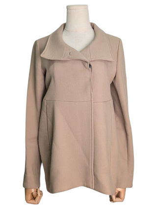 Beige Wool Jacket With High Waist Hem
