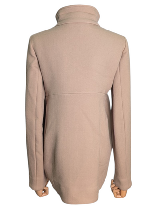 Beige Wool Jacket With High Waist Hem