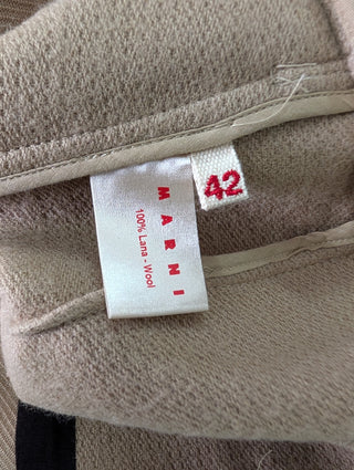 Beige Wool Jacket With High Waist Hem