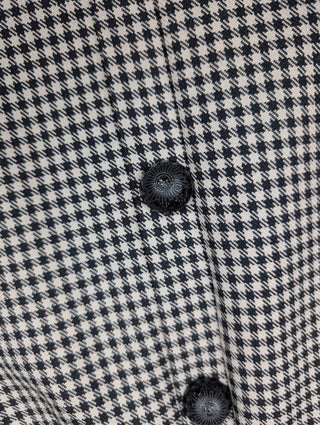 Black And Beige Houndstooth Wool Skirt With 3 Embellished Buttons