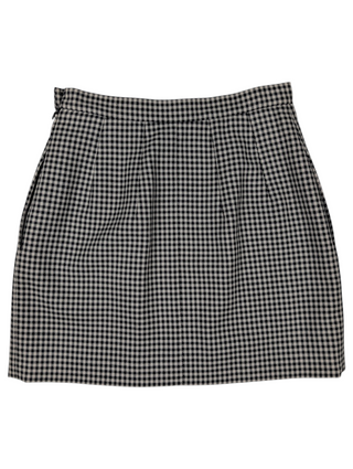 Black And Beige Houndstooth Wool Skirt With 3 Embellished Buttons