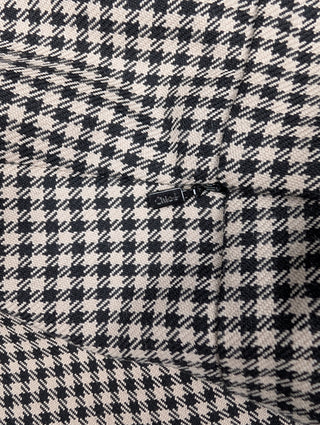 Black And Beige Houndstooth Wool Skirt With 3 Embellished Buttons