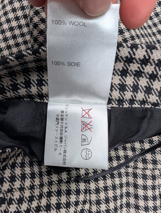 Black And Beige Houndstooth Wool Skirt With 3 Embellished Buttons