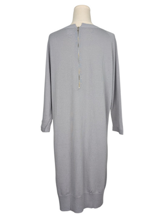 Heather Grey Wool Dress With Two Front Pockets