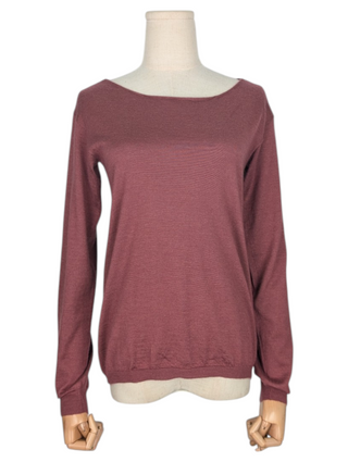 Burgundy Cashmere Cardigan With Buttons At The Back