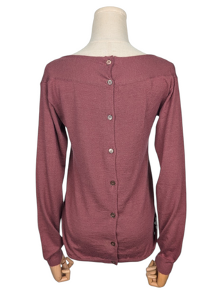 Burgundy Cashmere Cardigan With Buttons At The Back