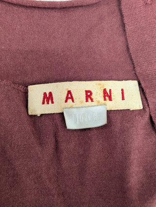 Burgundy Cashmere Cardigan With Buttons At The Back