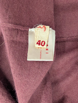 Burgundy Cashmere Cardigan With Buttons At The Back