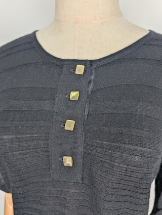 Black Ribbed Cashmere Top