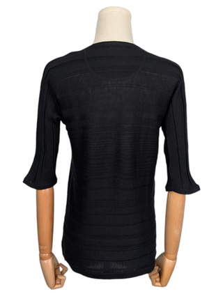 Black Ribbed Cashmere Top