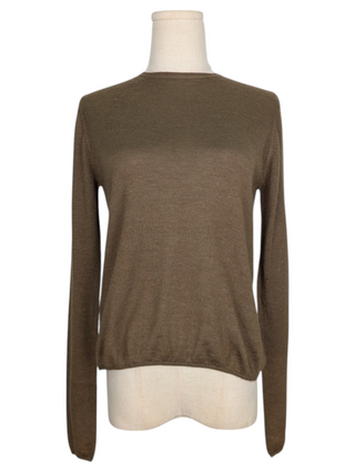 Brown Cashmere Sweater With Zipper At The Back