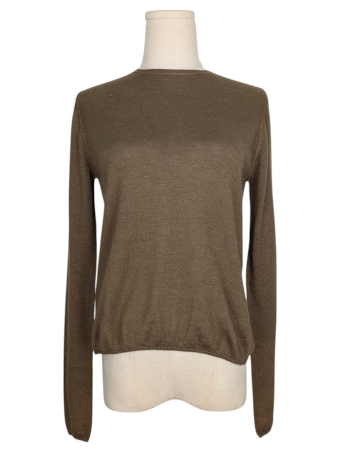 Brown Cashmere Sweater With Zipper At The Back
