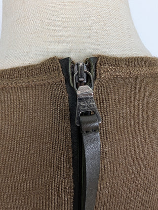 Brown Cashmere Sweater With Zipper At The Back