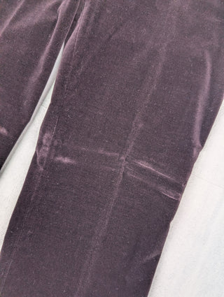 Purple Velvet Pants With Logo Tab
