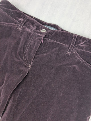 Purple Velvet Pants With Logo Tab