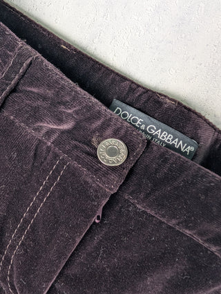 Purple Velvet Pants With Logo Tab