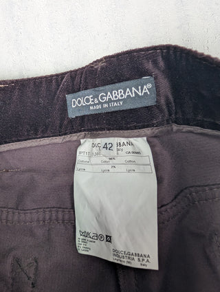 Purple Velvet Pants With Logo Tab