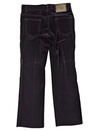 Purple Velvet Pants With Logo Tab