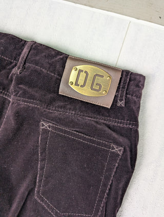 Purple Velvet Pants With Logo Tab